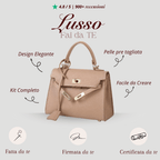 Borsa Luise Tessora in tessuto con dettagli in pelle, vista frontale con manici e chiusura elegante.