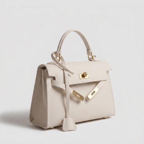 Borsa Luise Tessora in pelle con manici corti e dettagli eleganti, vista frontale su sfondo neutro.