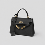 Borsa Luise Tessora in tessuto con manici in pelle e dettagli eleganti, vista frontale con chiusura a zip.