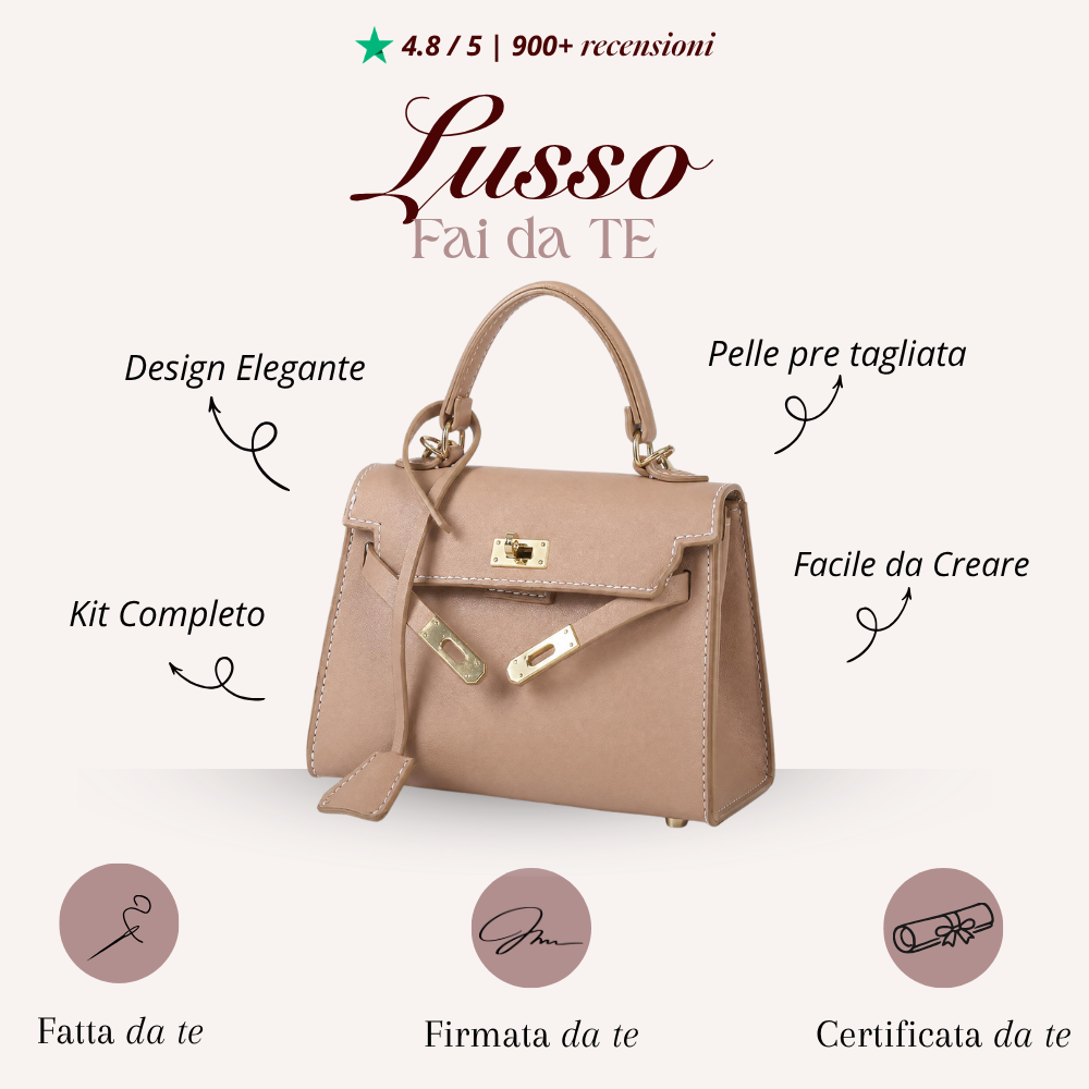Borsa Tessora Luise con grafica moderna, dettagli eleganti e manici in pelle, vista frontale su sfondo neutro.